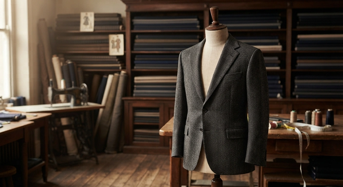 A jacket taking shape in the workroom